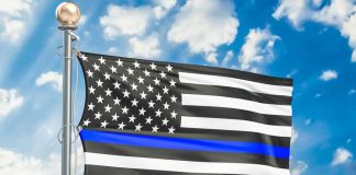 Thin Blue Line Flags Forced Down