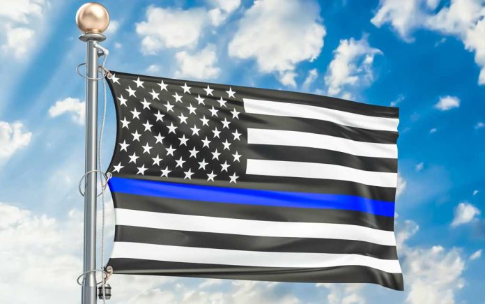 Thin Blue Line Flags Forced Down